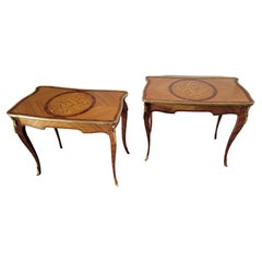 Vintage French, Louis XV Gilt Bronze Kingwood Mahogany Marquetry Writing Table Pair