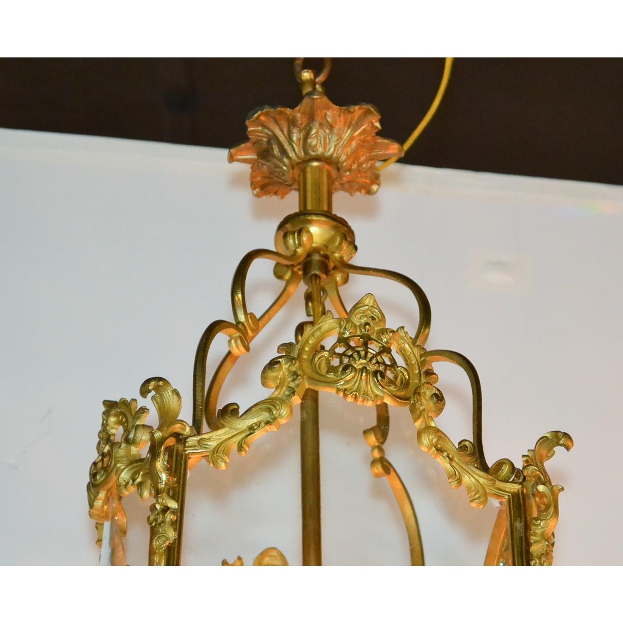 French Louis XV Gilt Bronze Lantern, circa 1920 In Good Condition In Dallas, TX