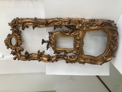 French Louis XV Gilt Carved Wood Wall Shelf with Porcelain Stands