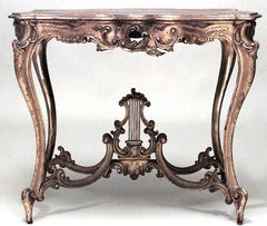 Table centrale de lyre Louis XV dorée française