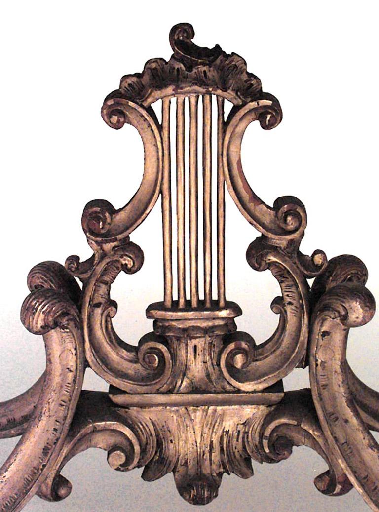 19th Century French Louis XV Gilt Lyre Center Table For Sale