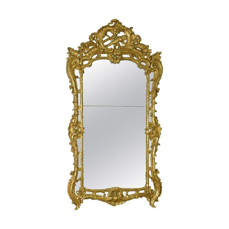French Louis XV Gilt Mirror For Sale
