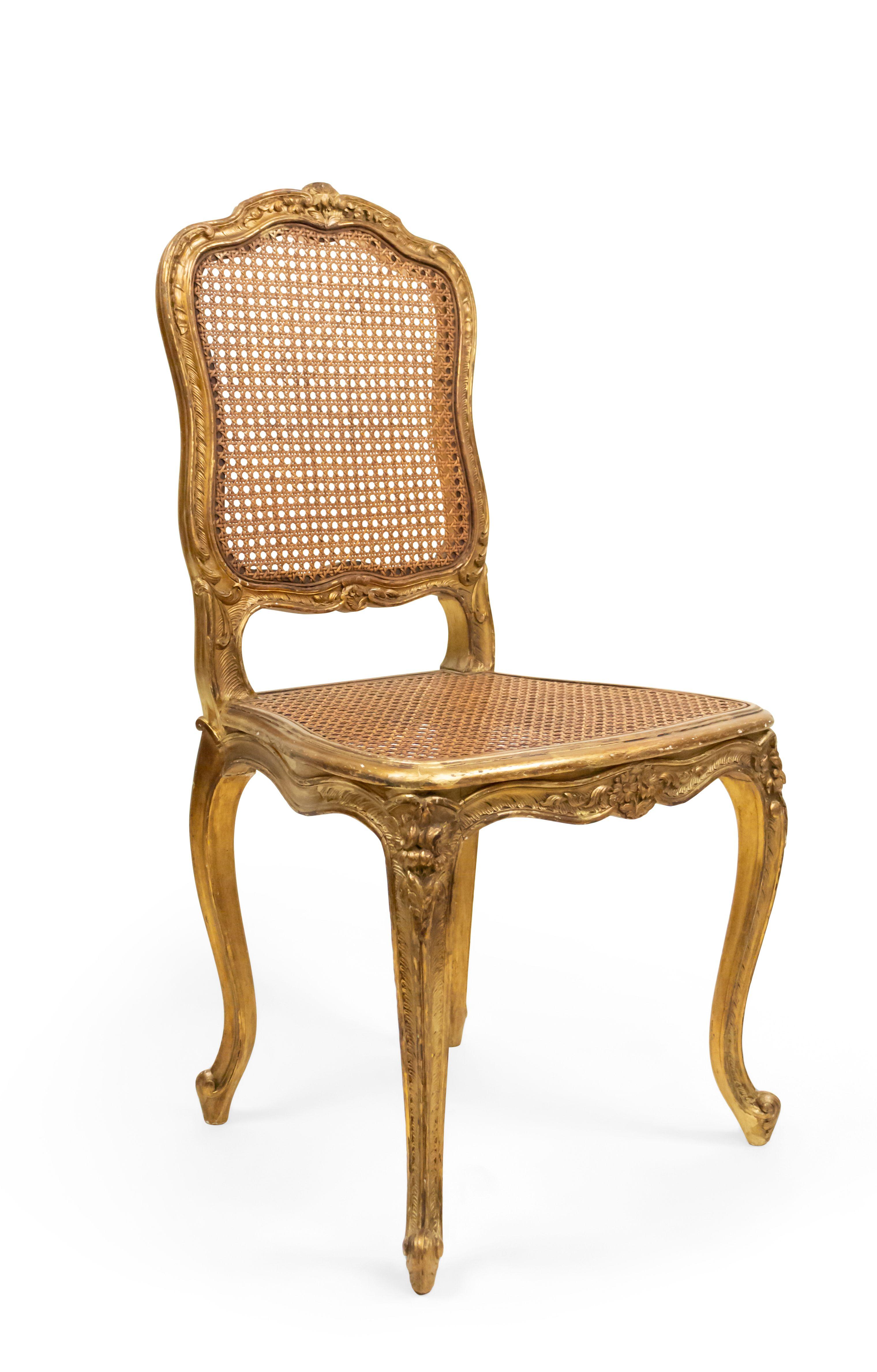 19th Century French Louis XV Gilt Side Chairs For Sale