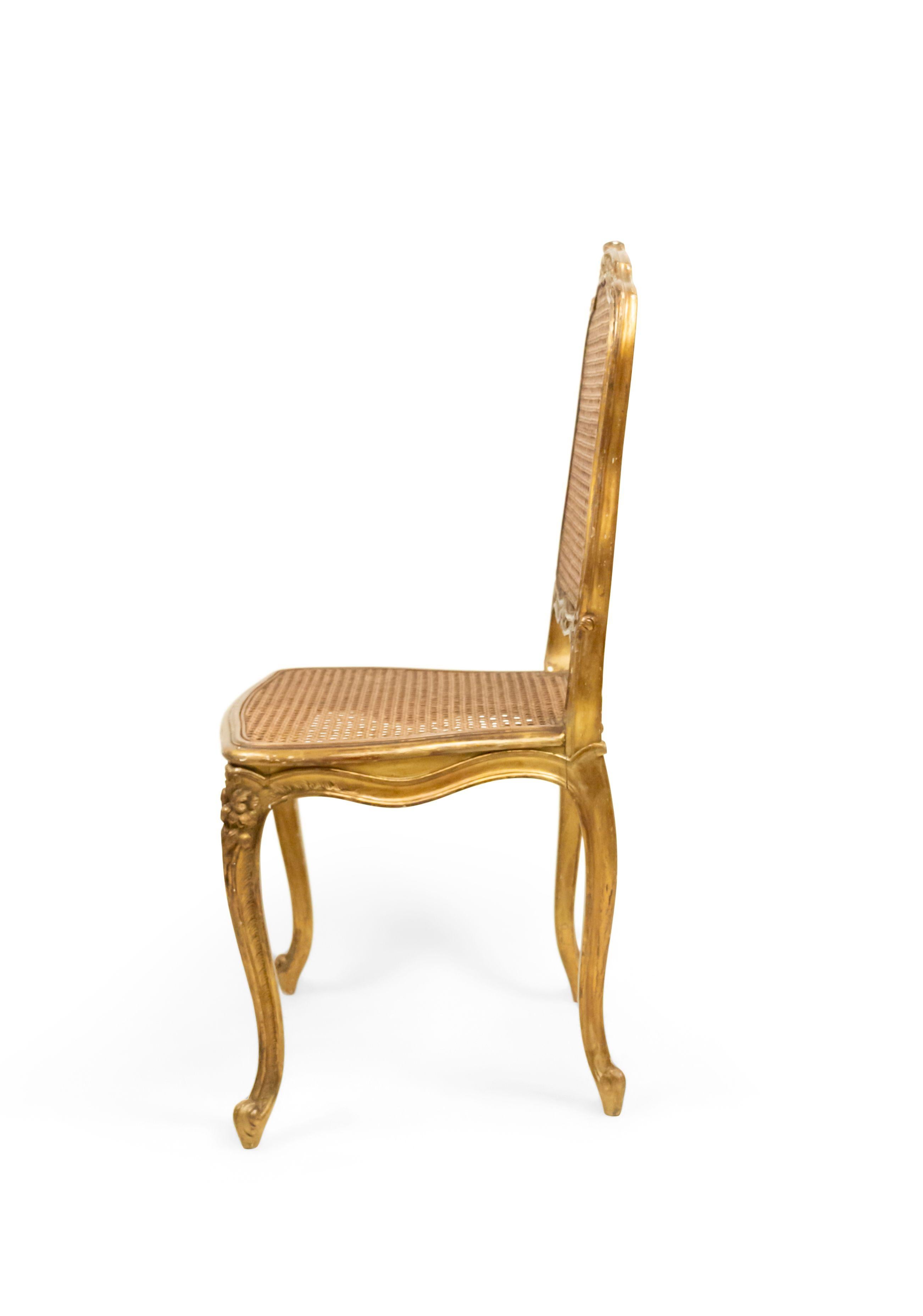 Cane French Louis XV Gilt Side Chairs For Sale