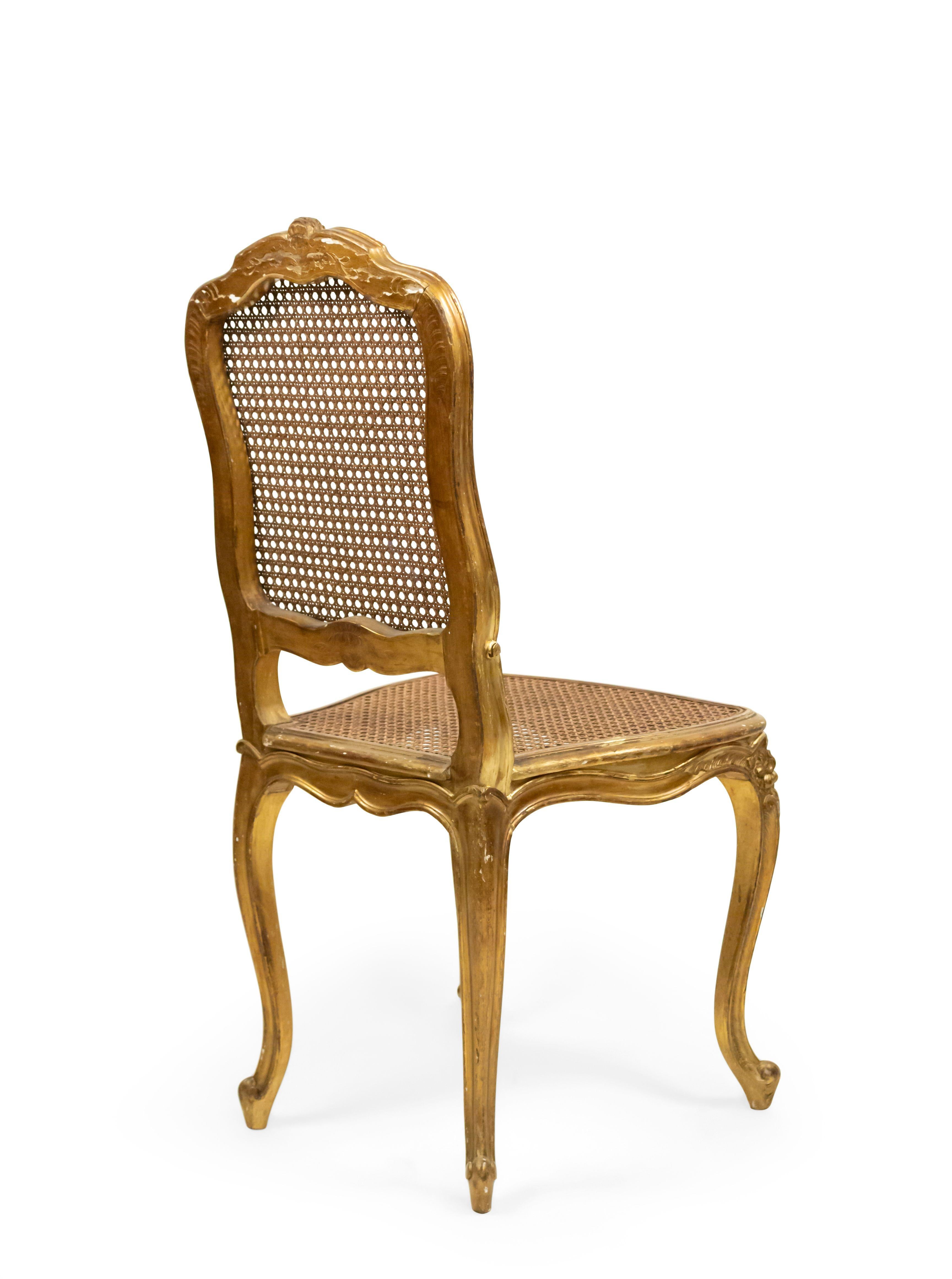 Canne Chaises d'appoint françaises dorées Louis XV en vente