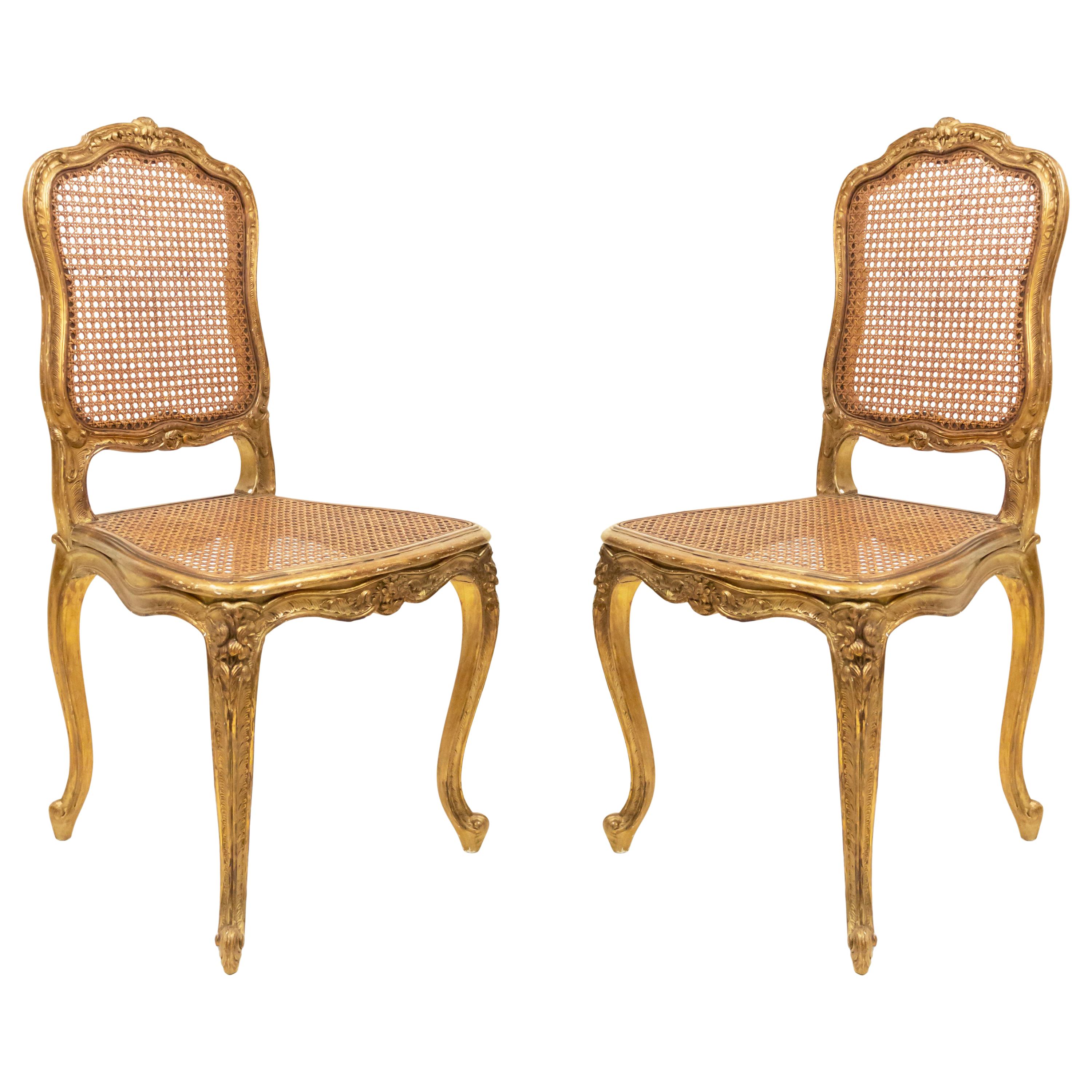 French Louis XV Gilt Side Chairs