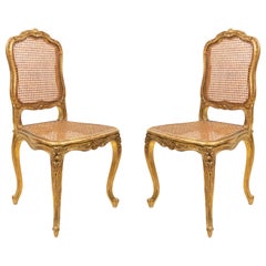 Chaises d'appoint françaises dorées Louis XV