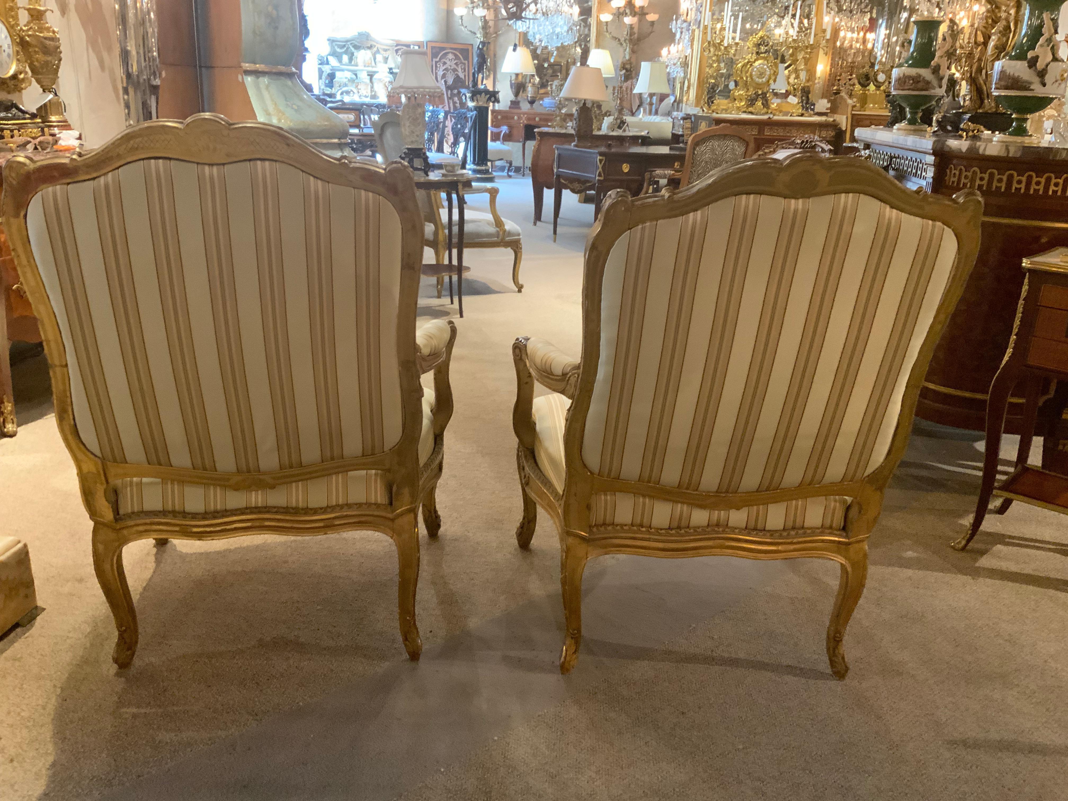 French  louis XV  giltwood arm chairs, 19 th century For Sale 4