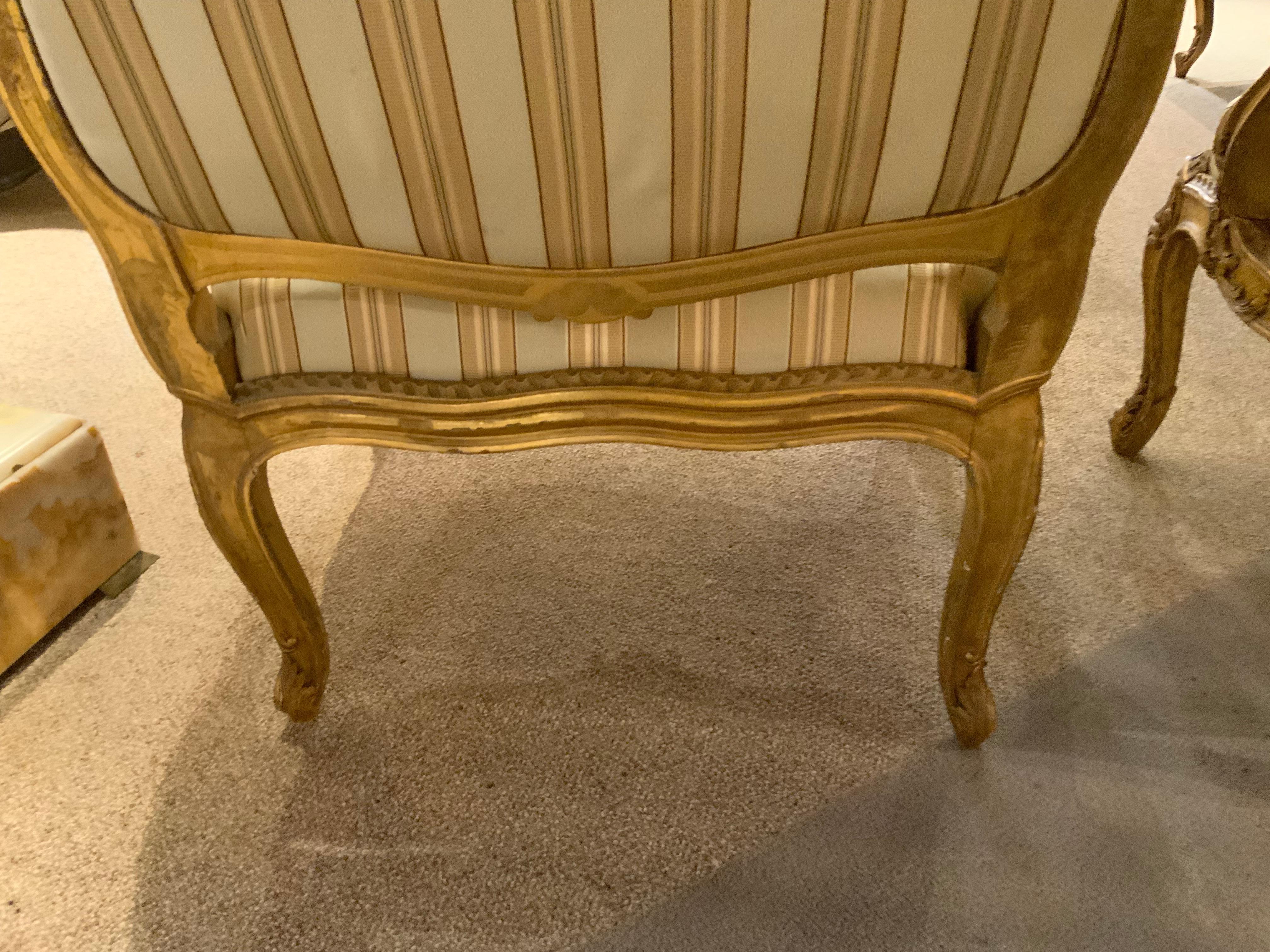 French  louis XV  giltwood arm chairs, 19 th century For Sale 5