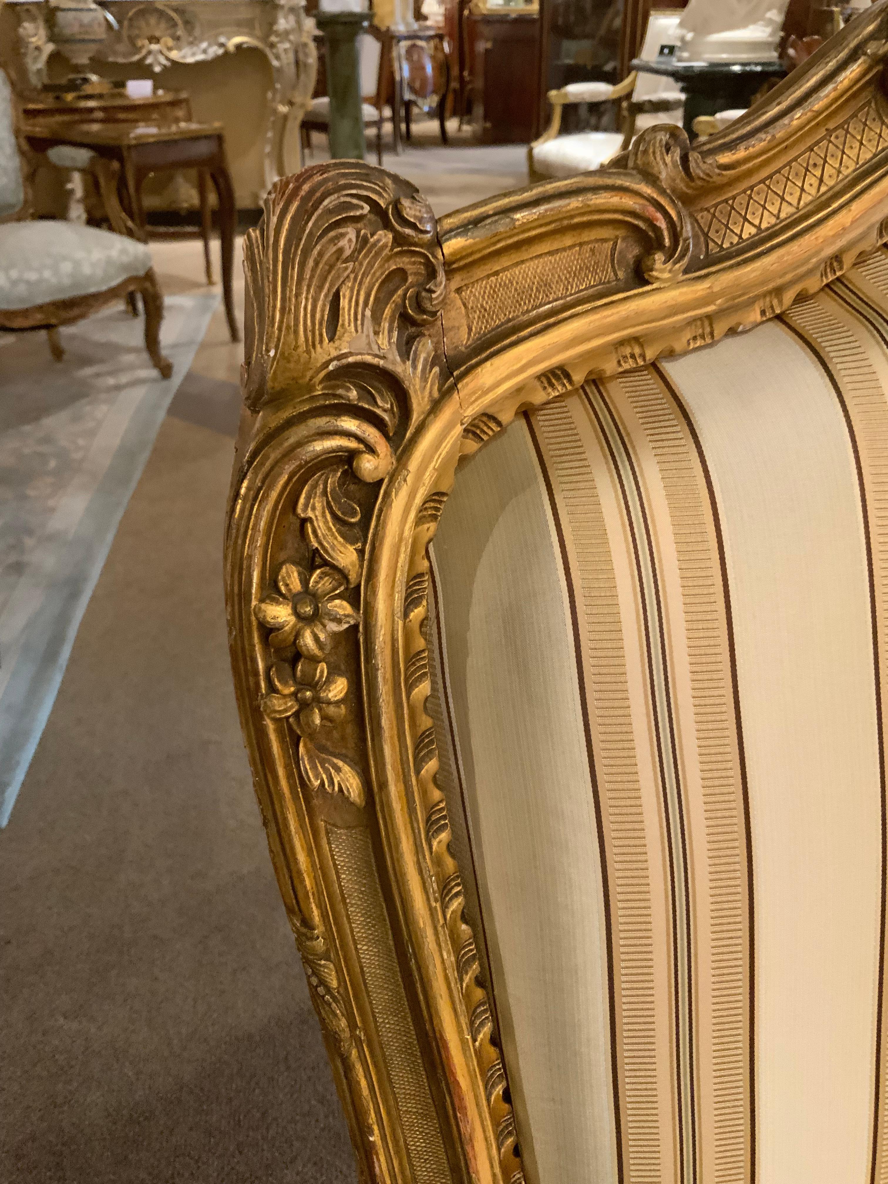 French  louis XV  giltwood arm chairs, 19 th century In Excellent Condition For Sale In Houston, TX