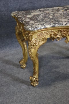 French Louis XV Giltwood Marble Top Center Table C.1880s Era