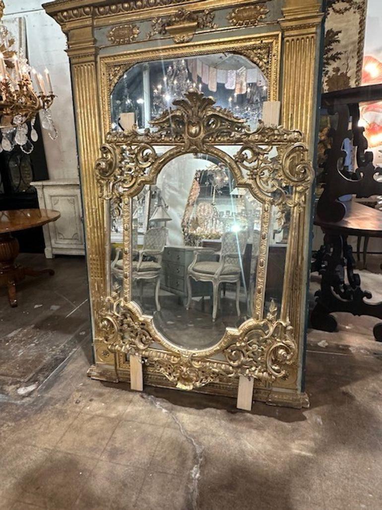 Miroir français en bois doré de style Louis XV en vente 5