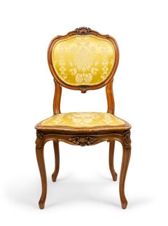 French Louis XV Gold Damask Side Chairs
