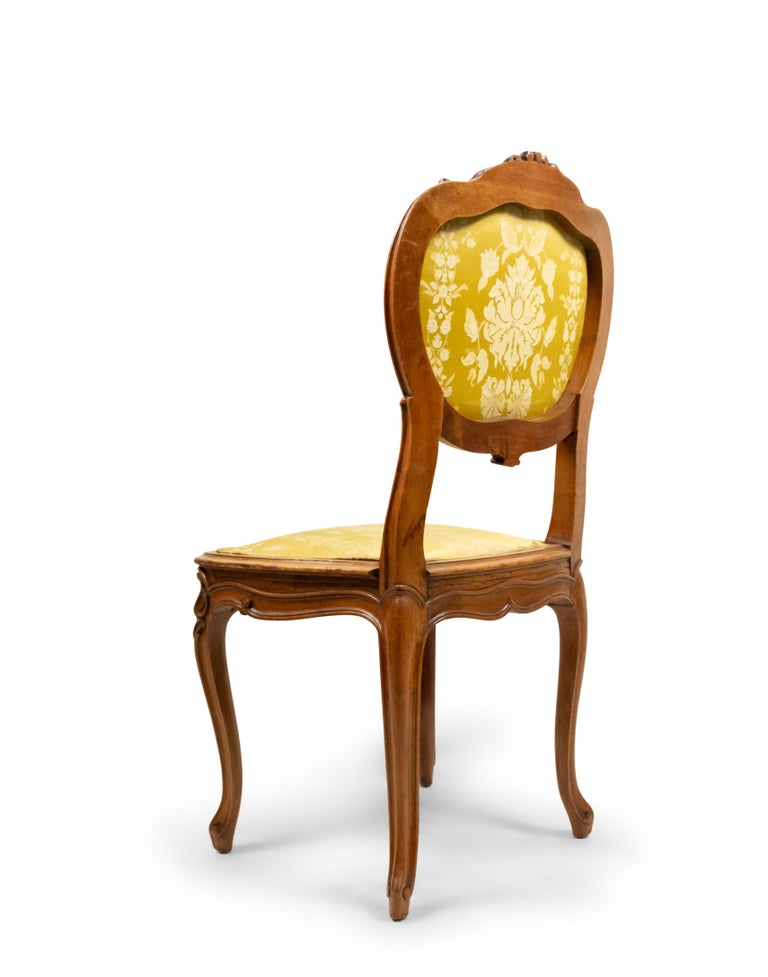 French Louis XV Gold Damask Side Chairs For Sale 3