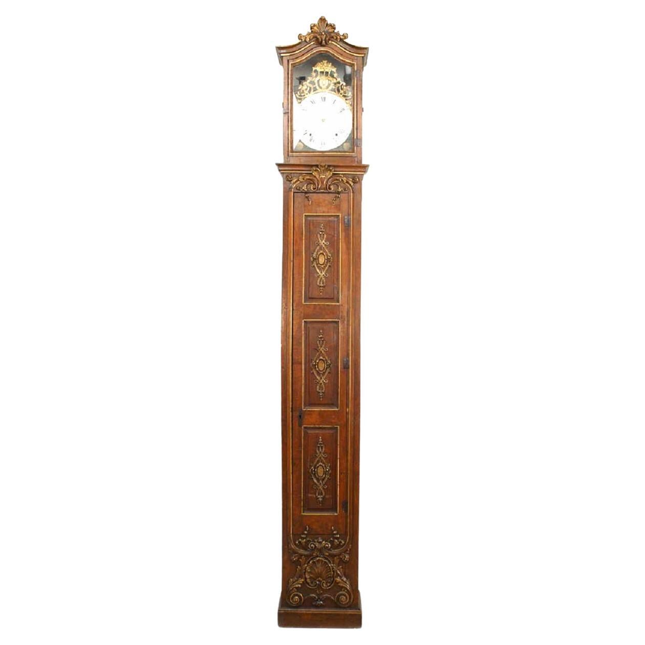 Antique French Morbier "Wine Growers" Grandfather Clock, circa 1850