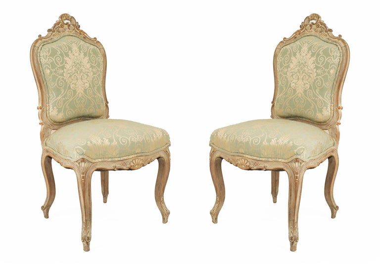 French Louis XV Green Damask Living Room Set For Sale at 1stDibs