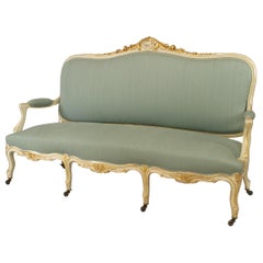 French Louis XV Green Upholstered Settee