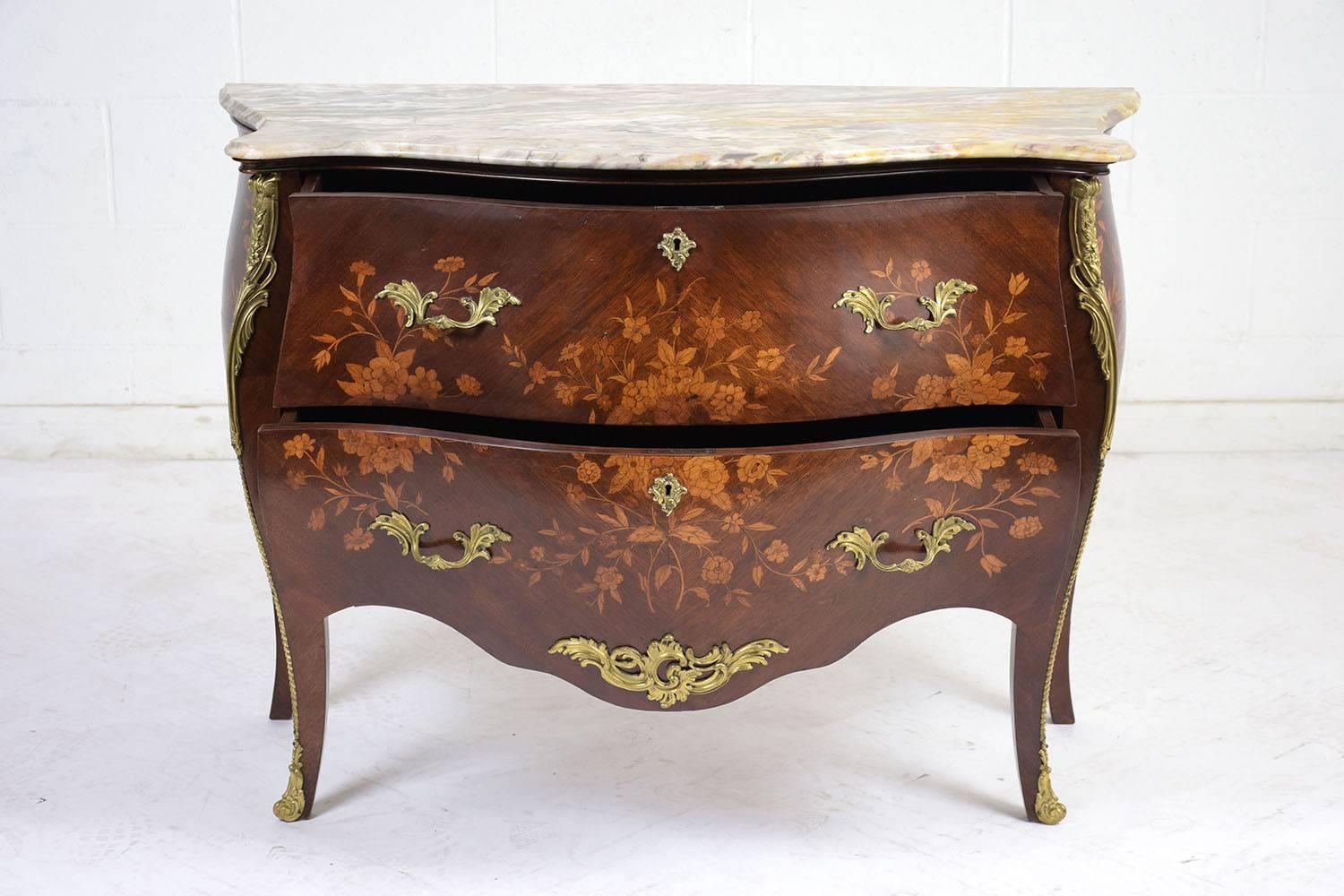 Louis XV Inlay Marble Commode In Good Condition In Los Angeles, CA