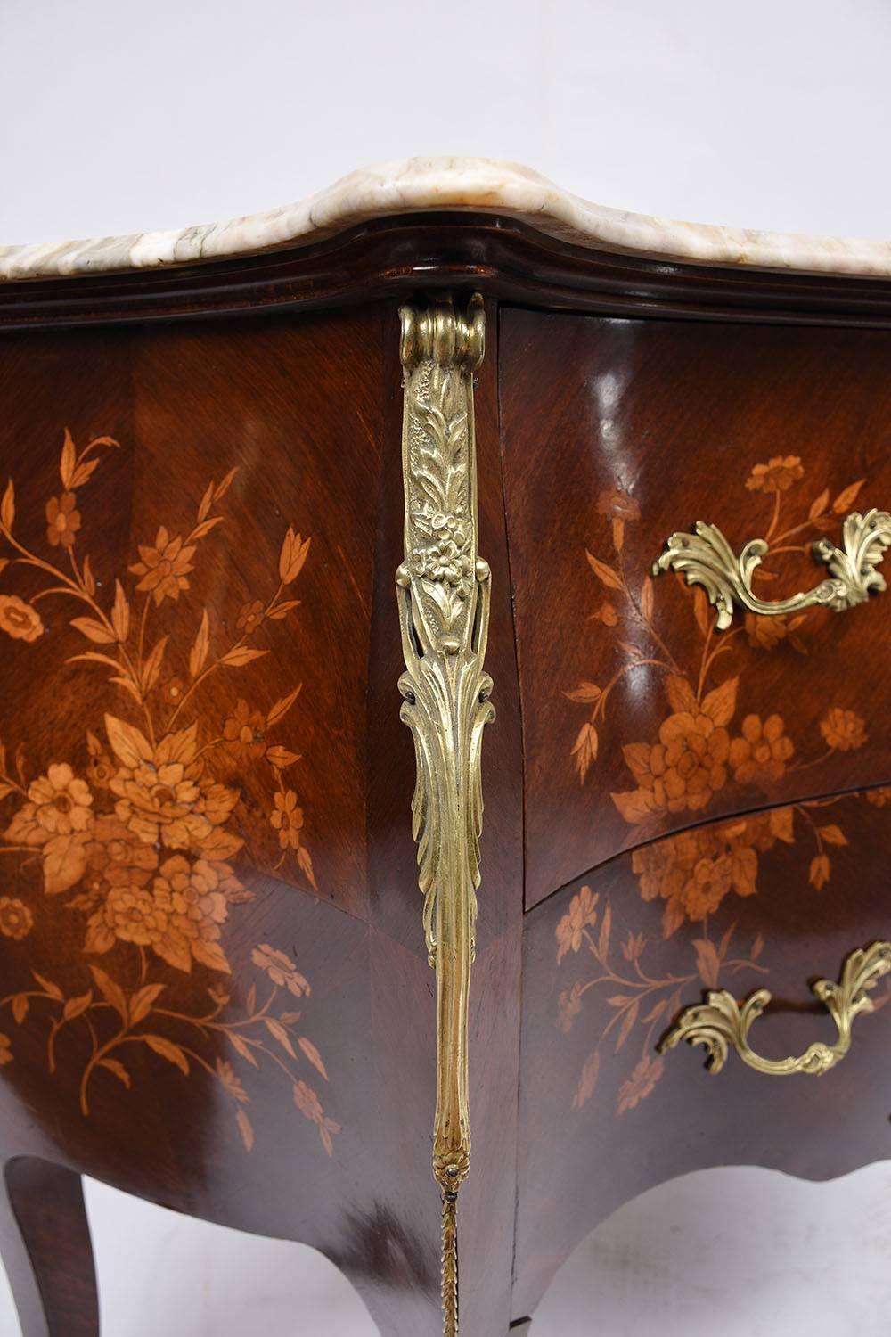 Louis XV Inlay Marble Commode 1