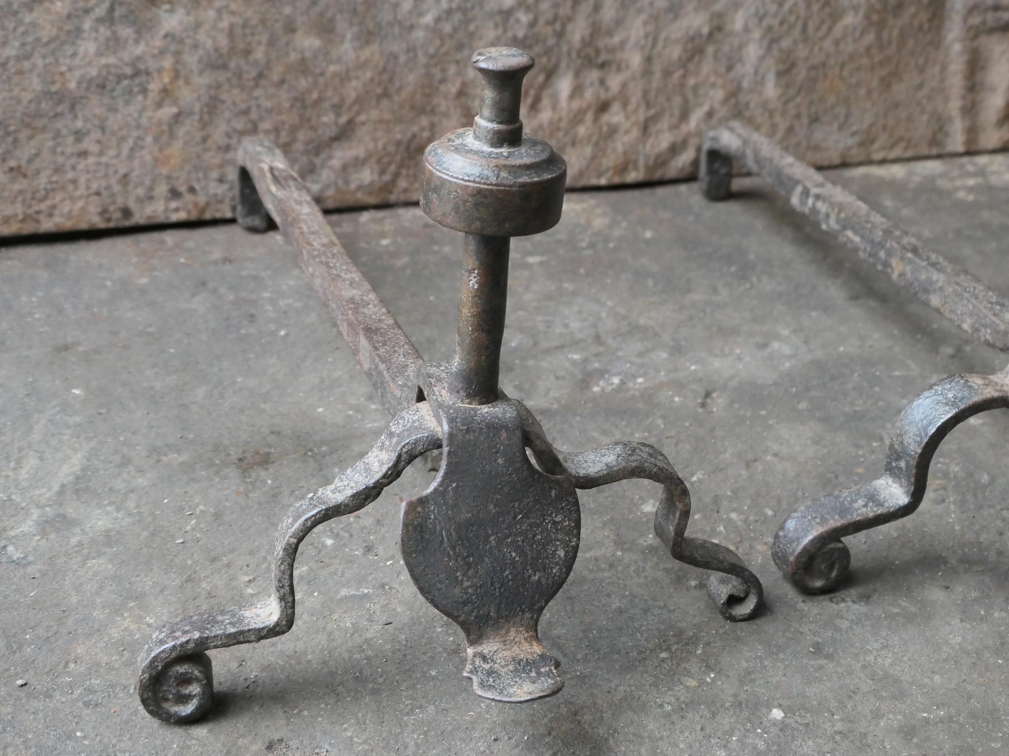 French Louis XV Iron Andirons, 18th Century For Sale 1