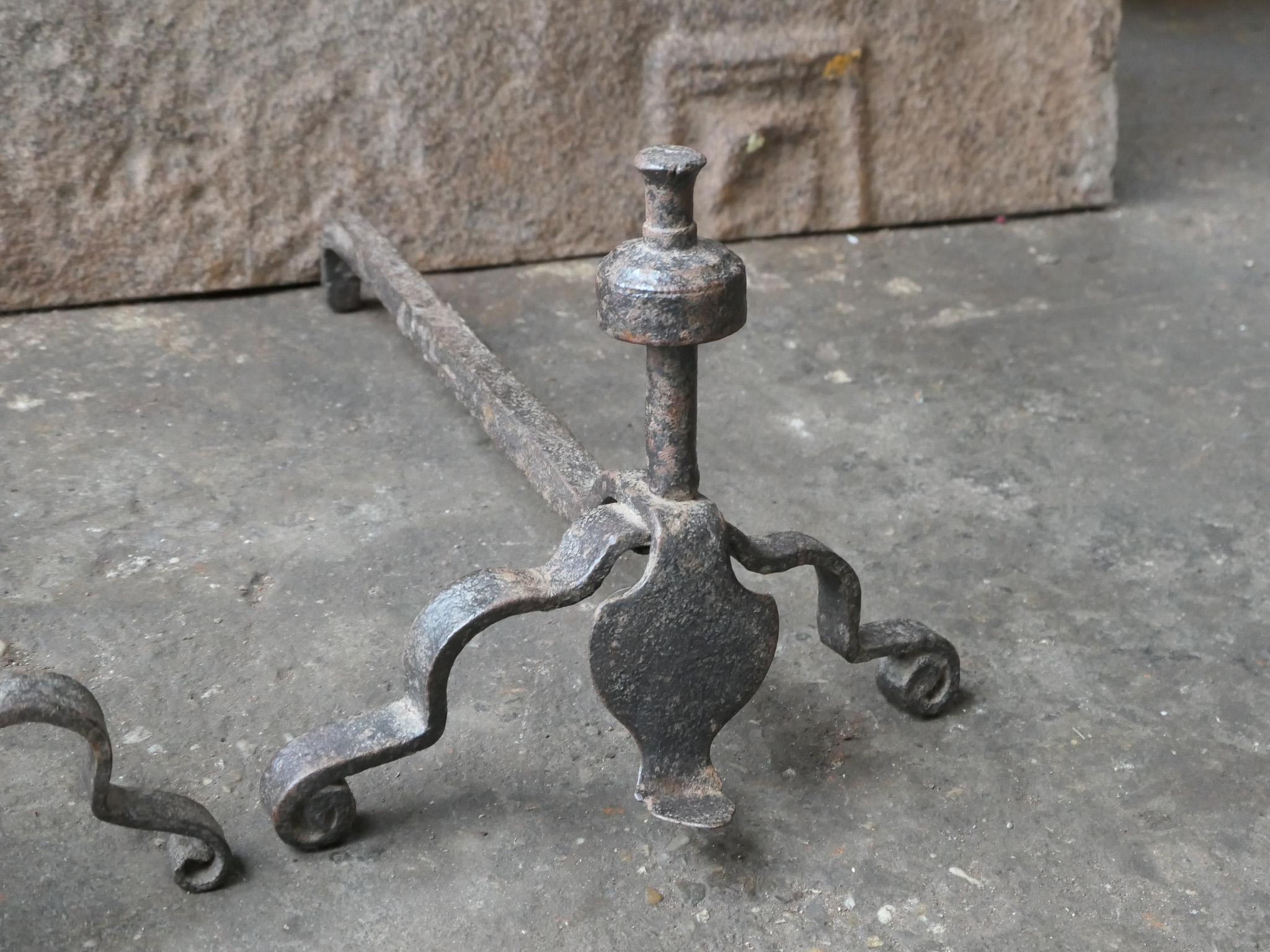 French Louis XV Iron Andirons, 18th Century For Sale 2