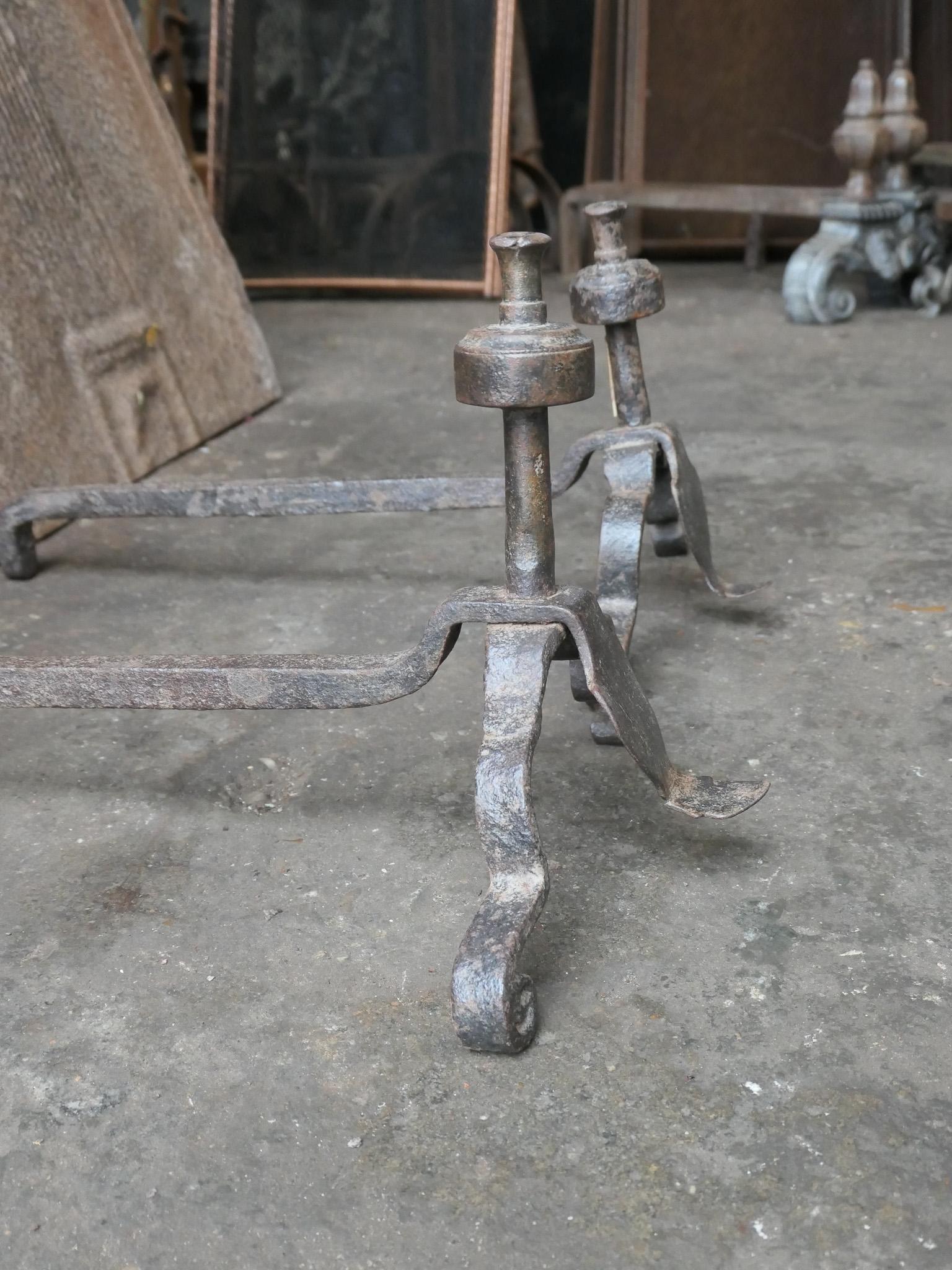 French Louis XV Iron Andirons, 18th Century For Sale 3