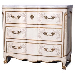 French Louis XV John Widdicomb Gilt Decorated Marble Top Commode 20th C
