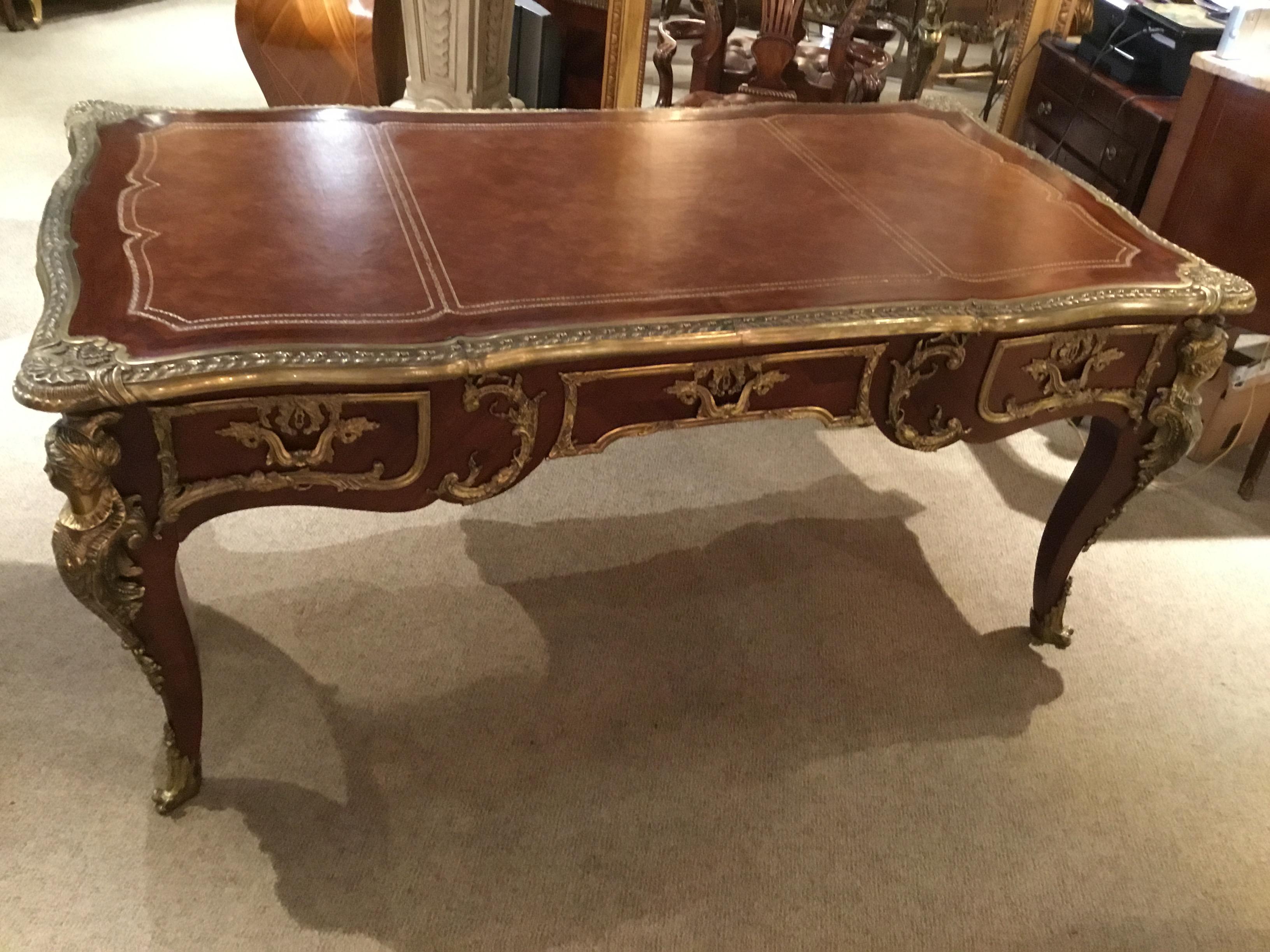 French Louis XV Kingwood and Bronze Writing Desk/Bureau Plat 2