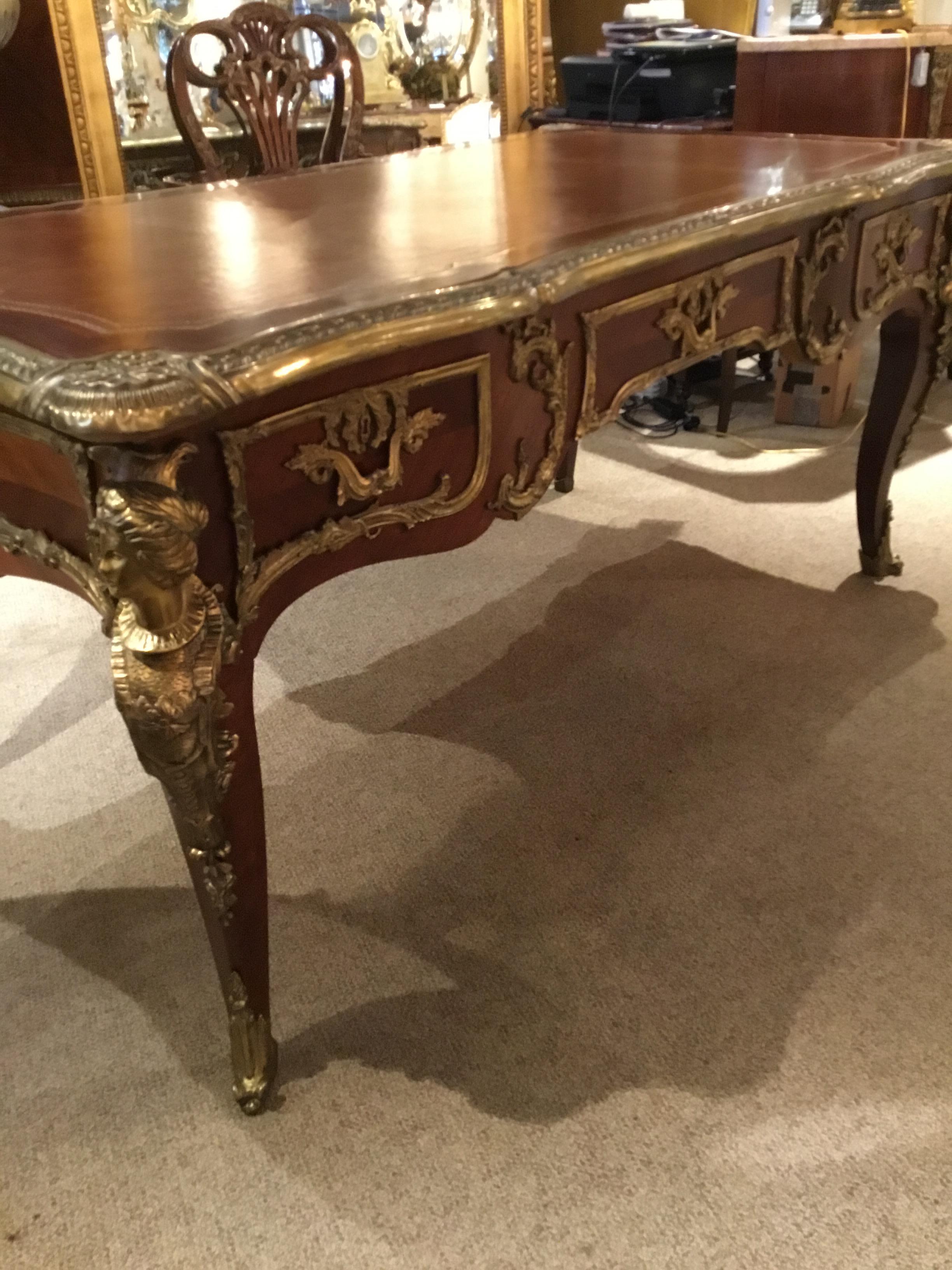 French Louis XV Kingwood and Bronze Writing Desk/Bureau Plat 3