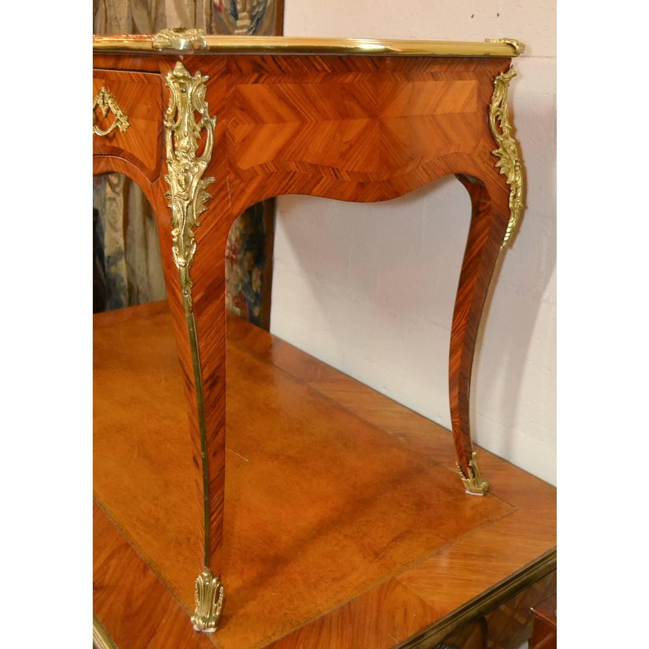 Gilt French Louis XV Kingwood and Bronze Writing Desk