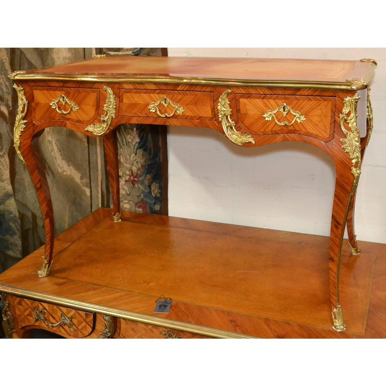 20th Century French Louis XV Kingwood and Bronze Writing Desk