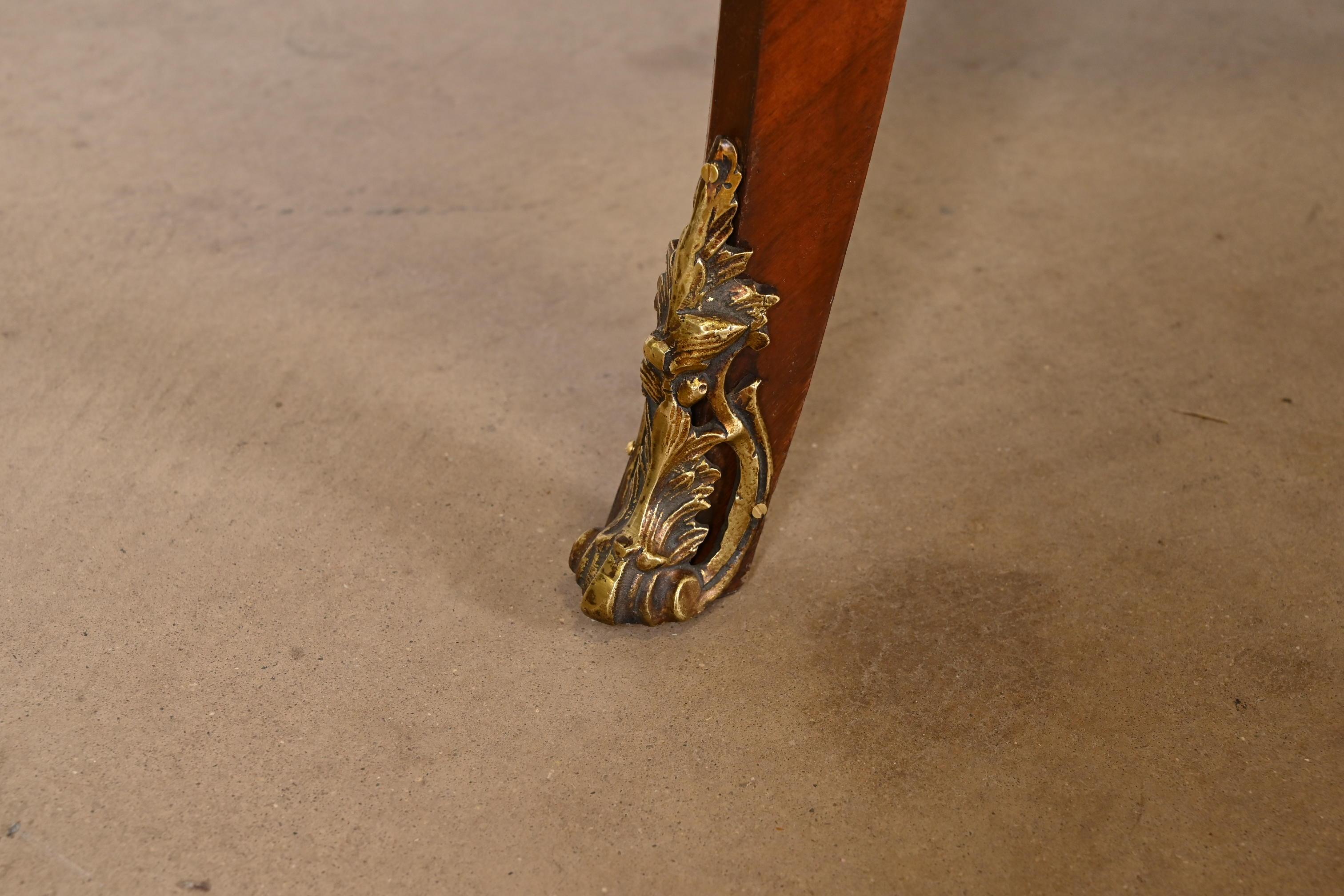 French Louis XV Kingwood Leather Top Bureau Plat Desk With Gilt Bronze Ormolu For Sale 8