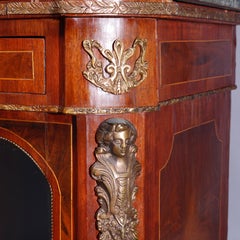 French Louis XV Kingwood, Satinwood, Marble & Figural Ormolu Sideboard, 20th C