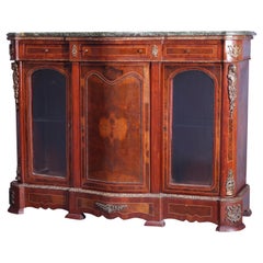 French Louis XV Kingwood, Satinwood, Marble & Figural Ormolu Sideboard, 20th C