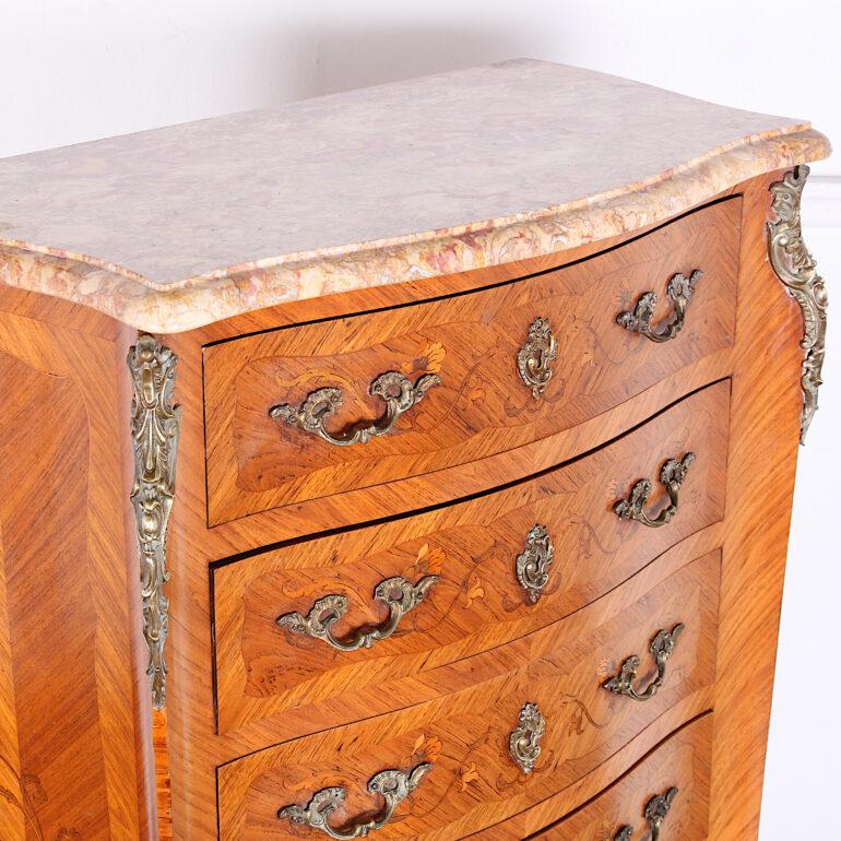 Mid-20th Century French Louis XV Kingwood Semainier with Marquetry