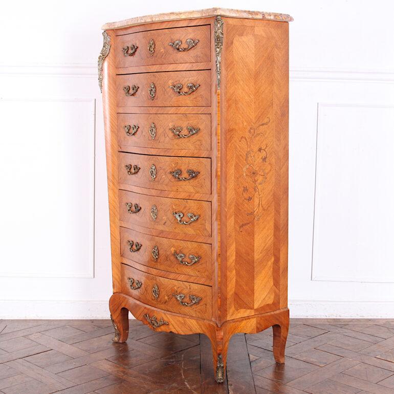 French Louis XV Kingwood Semainier with Marquetry 2