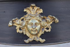 French Louis XV Lacquered Rosewood Game Table with Gilt Ormolu and Red Leather