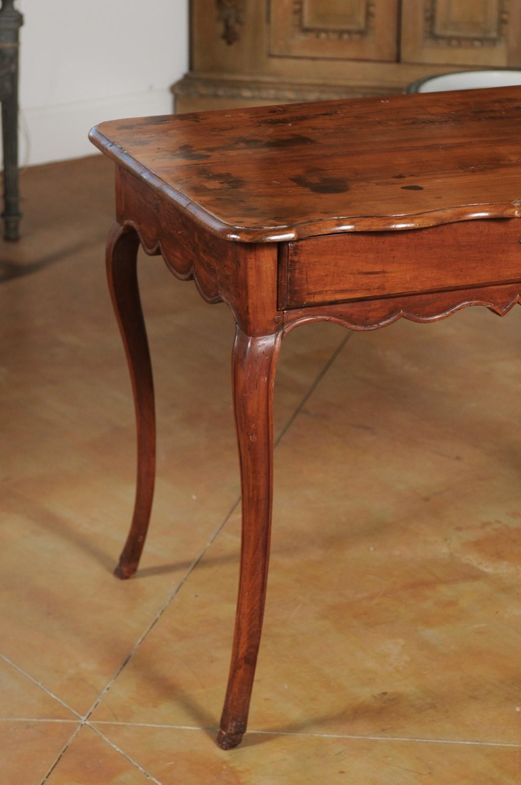 18th Century and Earlier French Louis XV Late 18th Century Cherry Table with Drawer from the Rhône Valley For Sale