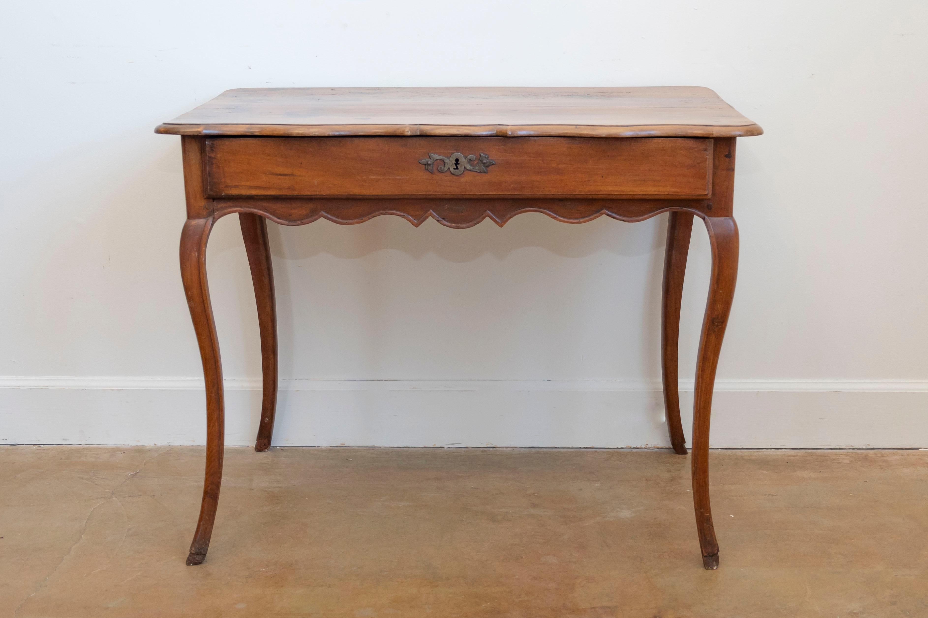 18th Century and Earlier French Louis XV Late 18th Century Cherry Table with Drawer from the Rhône Valley For Sale
