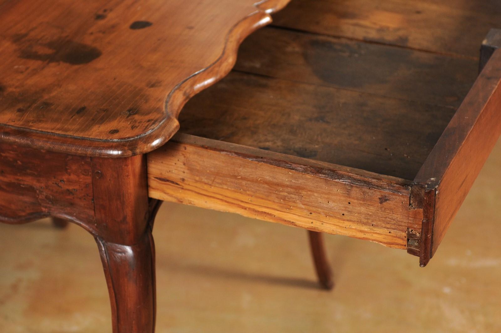 French Louis XV Late 18th Century Cherry Table with Drawer from the Rhône Valley For Sale 2