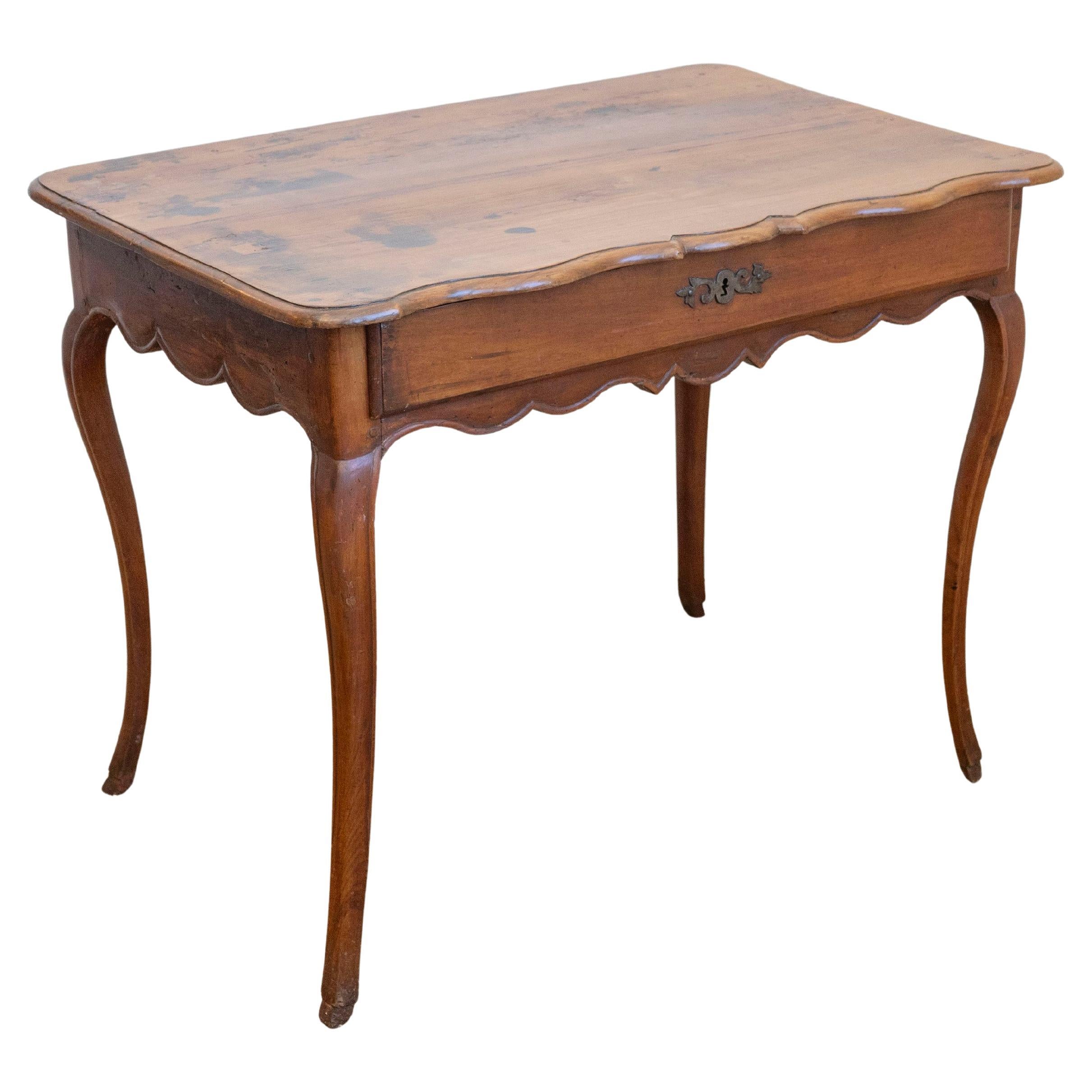 French Louis XV Late 18th Century Cherry Table with Drawer from the Rhône Valley For Sale
