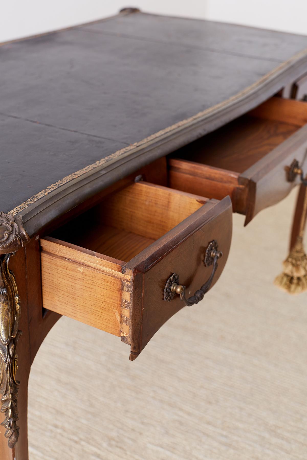 French Louis XV Leather Top Bureau Plat Desk 4
