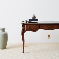 French Louis XV Leather Top Bureau Plat Desk