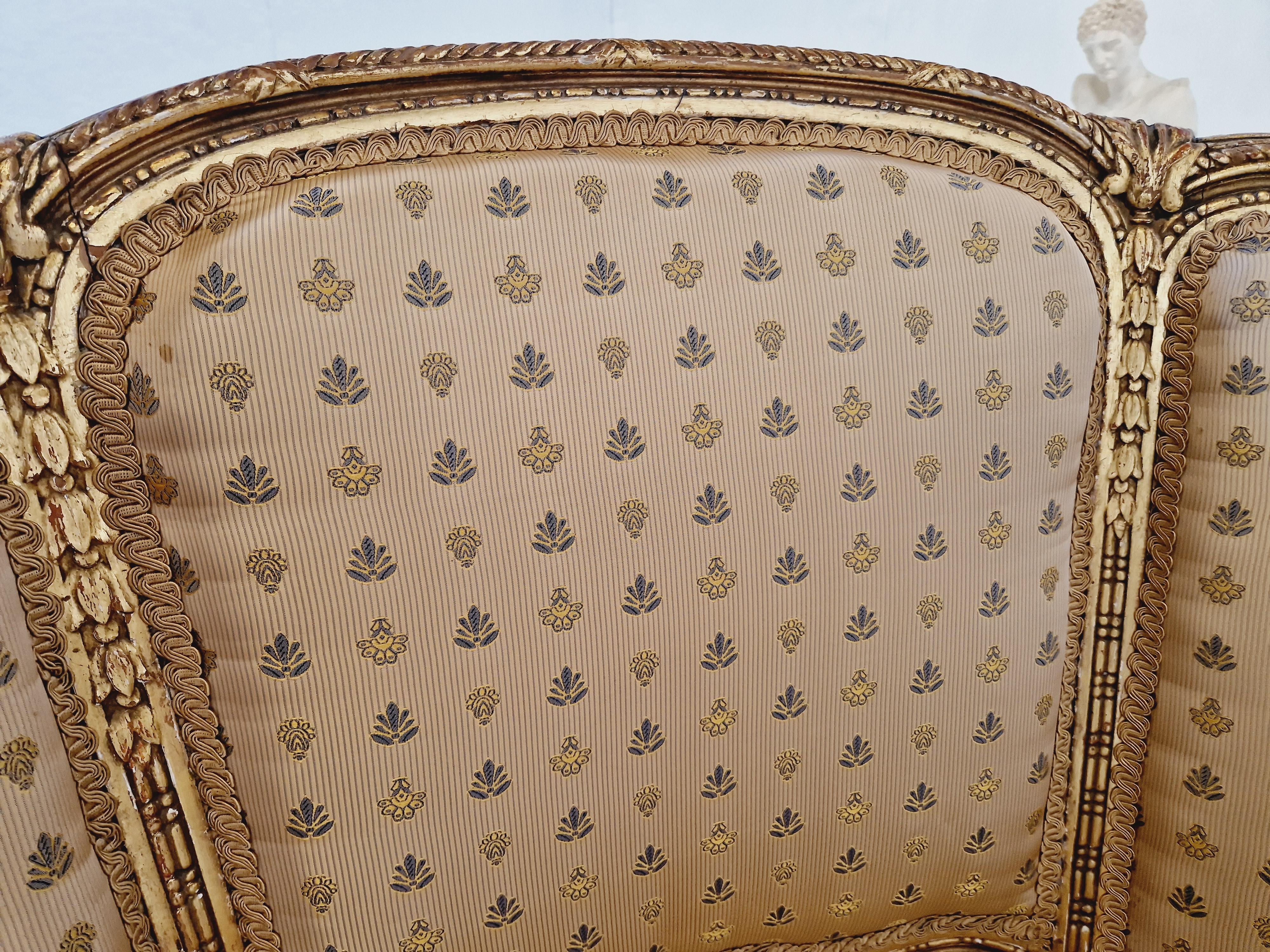 Silk French Louis XV Living Room Set 19th Century