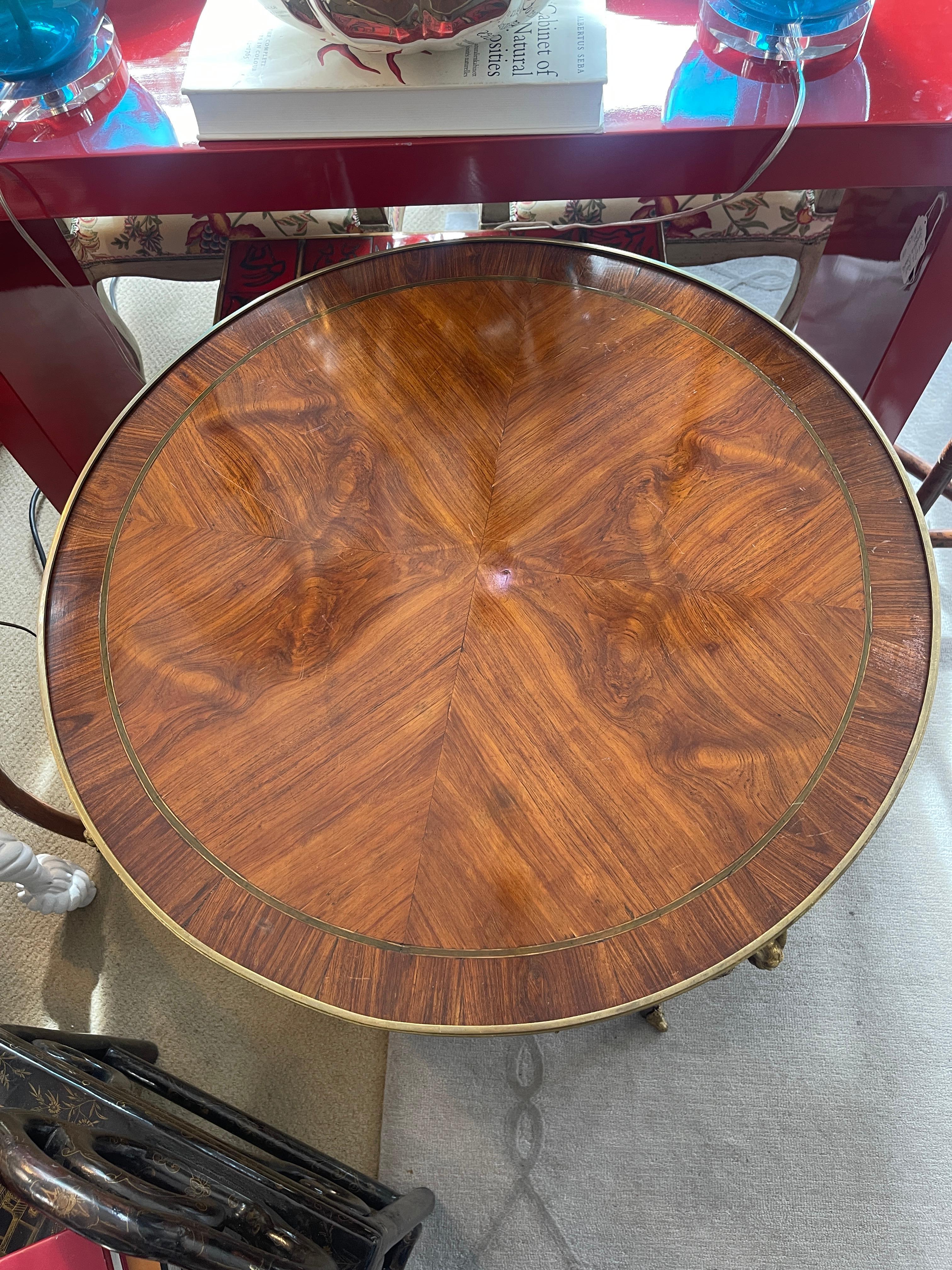 French Louis XV/Louis XVI Style Kingwood  Marquetry & Bronze Mounts Side Table 5