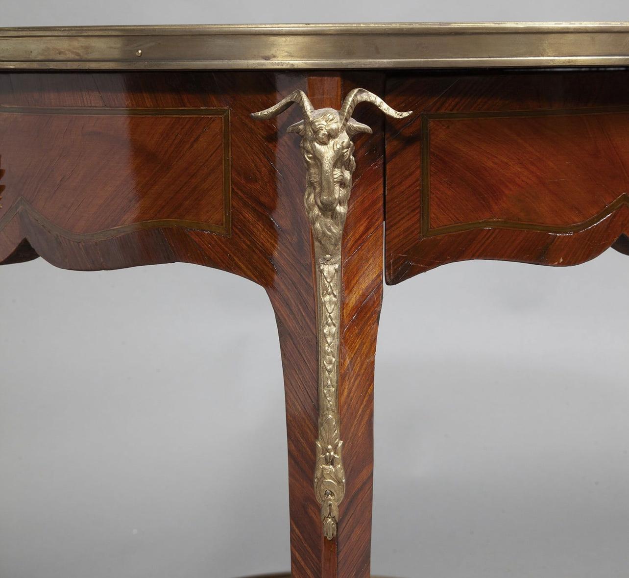 Hand-Crafted French Louis XV/Louis XVI Style Kingwood  Marquetry & Bronze Mounts Side Table