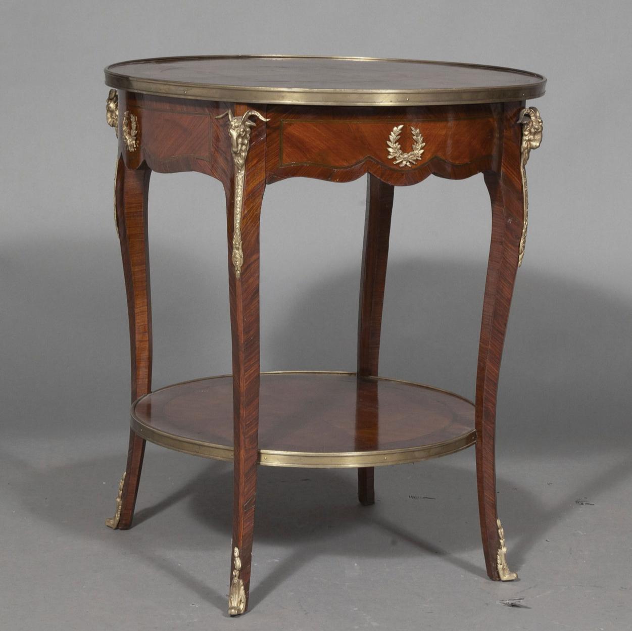 Mid-19th Century French Louis XV/Louis XVI Style Kingwood  Marquetry & Bronze Mounts Side Table