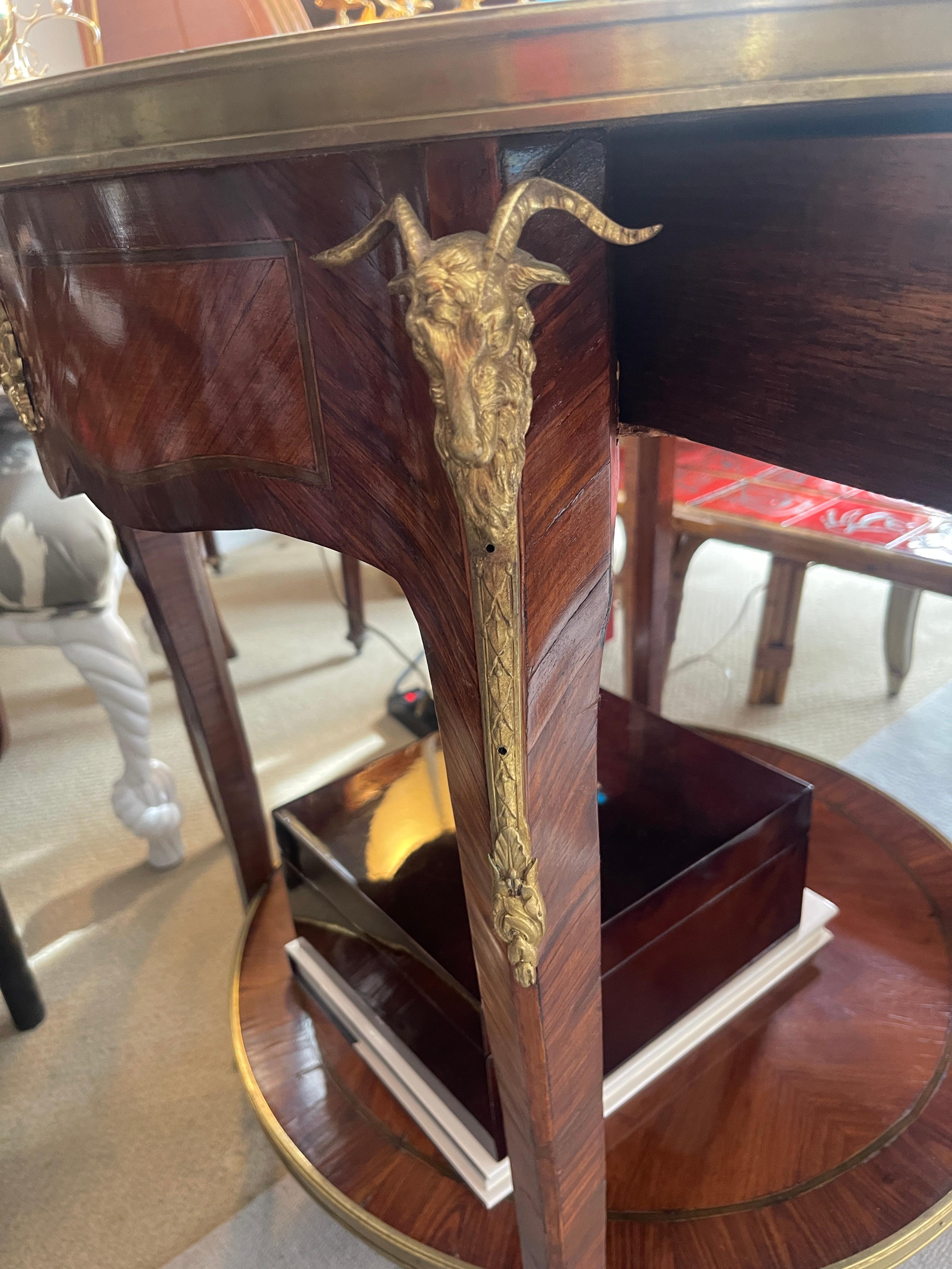 French Louis XV/Louis XVI Style Kingwood  Marquetry & Bronze Mounts Side Table 2