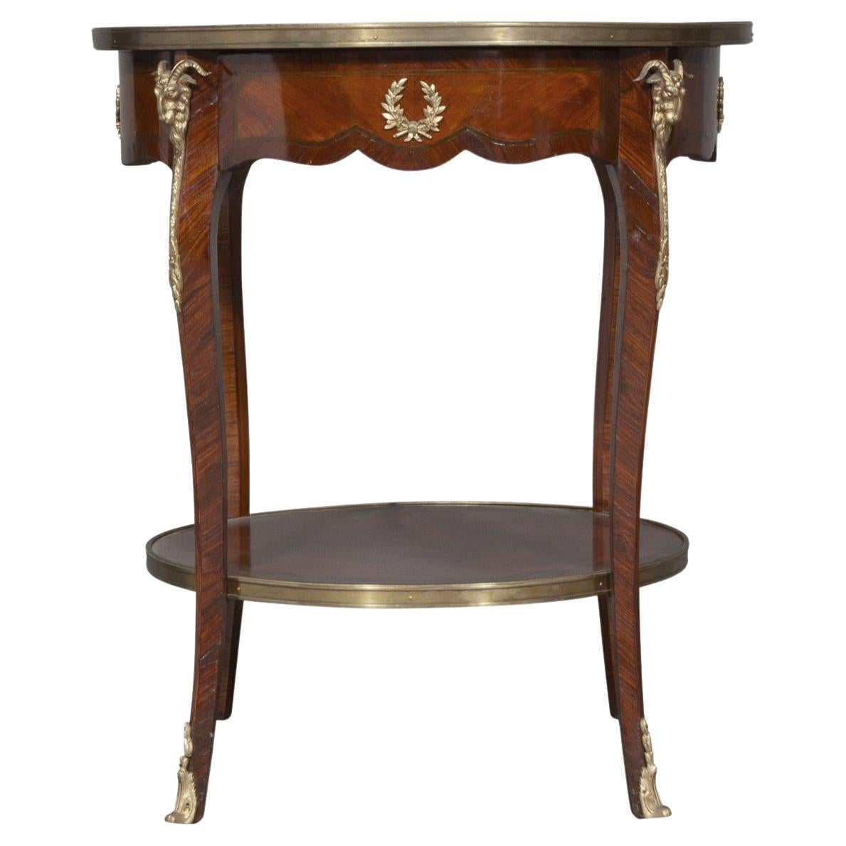 Französisches Veilchenholz im Louis XV./Louis XVI.-Stil  Beistelltisch mit Intarsien und Bronzebeschlägen