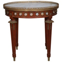 French Louis XV Mahogany and Marble Low Table with Sèvres School Porcelain